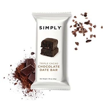 SIMPLY GUM Triple Cacao Chocolate Date Bars | Fair Trade & Vegan (Pack of 6)