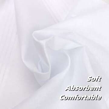 Landisun Men's Handkerchiefs Soft White Pure Cotton Hanky