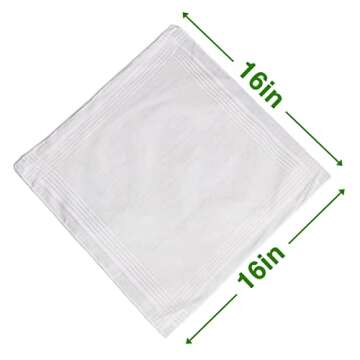 Landisun Men's Handkerchiefs Soft White Pure Cotton Hanky