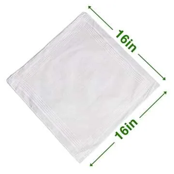 Landisun Men's Handkerchiefs Soft White Pure Cotton Hanky