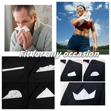 Landisun Men's Handkerchiefs Soft White Pure Cotton Hanky