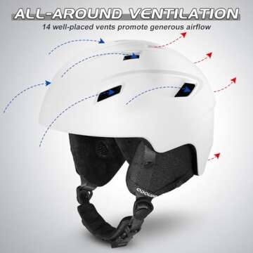 Odoland Ski Helmet and Goggles Set, Snowboard Helmet Glasses for Men, Women & Youth - Shockproof/Windproof Gear for Skiing, Snowboarding, Snowmobile White,M