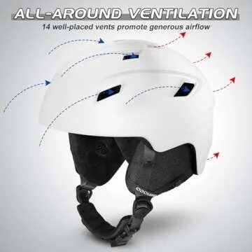 Odoland Ski Helmet and Goggles Set, Snowboard Helmet Glasses for Men, Women & Youth - Shockproof/Windproof Gear for Skiing, Snowboarding, Snowmobile White,M