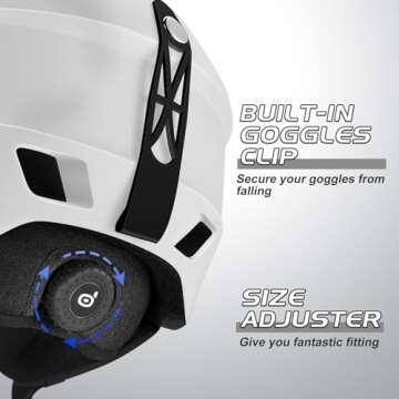 Odoland Ski Helmet and Goggles Set, Snowboard Helmet Glasses for Men, Women & Youth - Shockproof/Windproof Gear for Skiing, Snowboarding, Snowmobile White,M