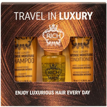 RICH Travel Luxury Gift Set for All Hair Types - Moisturizing Shampoo & Conditioner