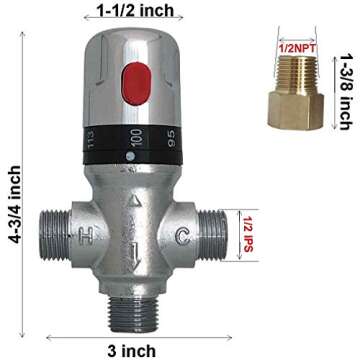 Atmama Thermostatic Mixing Valve - Solid Brass, Safe & Reliable