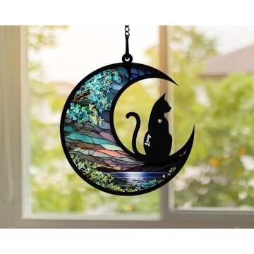 Cat Memorial Suncatcher, Personalized with Name Date Cat Breeds Suncatcher, Pet Loss Suncatcher, Sta...