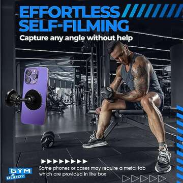 Gym Buddy Magnetic Phone Mount - Easy to Use Magnetic Phone Holder - Magnetic Mount with Magnetic Ph...