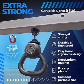 Gym Buddy Magnetic Phone Mount - Easy to Use Magnetic Phone Holder - Magnetic Mount with Magnetic Phone Grip - Gym Magnetic Phone Holder with Double Sided Magnet for All Types of Phone - Black