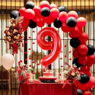 Giant Red Number 9 Balloon - Perfect for Birthday Decorations