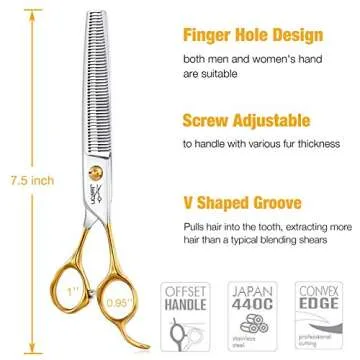 JASON 7.5" Thinning Shears for Dogs 40-Teeth Dog Grooming Blending Shear Professional Pet Thinners Blender Scissors Trimming Kit for Groomers