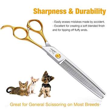 JASON 7.5" Thinning Shears for Dogs 40-Teeth Dog Grooming Blending Shear Professional Pet Thinners Blender Scissors Trimming Kit for Groomers