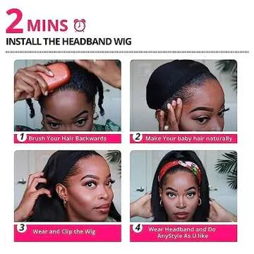 Stylish Brazilian Human Hair Bob Headband Wig for Women