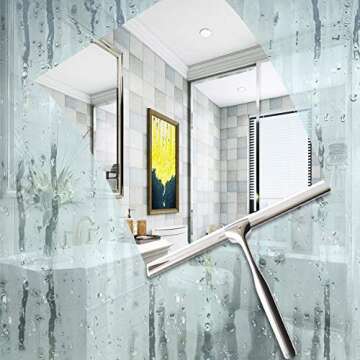 Durable Stainless Steel Shower Squeegee with Adhesive Hook