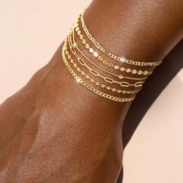 JECOMY Gold Bracelet Set for Women - Chic, Waterproof & Adjustable
