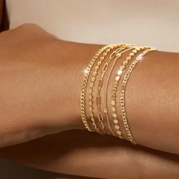 JECOMY Gold Bracelet Set for Women - Chic, Waterproof & Adjustable