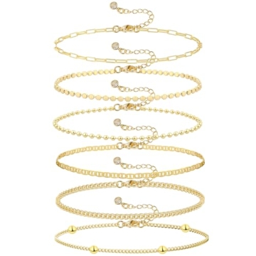 JECOMY Gold Bracelet Set for Women - Chic, Waterproof & Adjustable