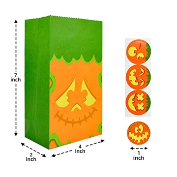 JOYIN 72 Halloween Paper Treat Bags with Pumpkin Faces