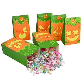 JOYIN 72 Halloween Paper Treat Bags with Pumpkin Faces