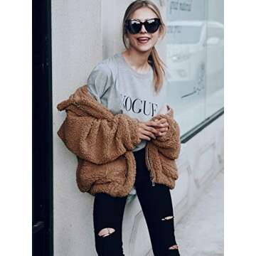 PRETTYGARDEN Women's Fashion Winter Coat Sherpa Fleece Faux Fur Shearling Oversized Trendy Jackets Warm Outerwear (Dark Brown,X-Large)