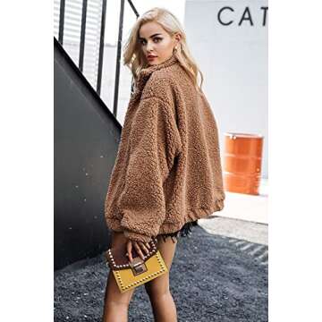 PRETTYGARDEN Women's Fashion Winter Coat Sherpa Fleece Faux Fur Shearling Oversized Trendy Jackets Warm Outerwear (Dark Brown,X-Large)