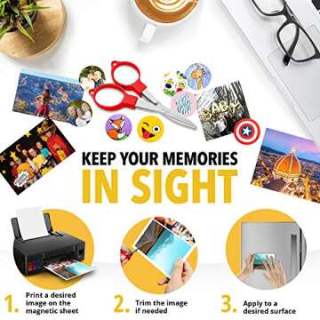 Inkjet-Optimized Printable Magnetic Sheets - 8.5x11 Magnet Paper for DIY Stickers, Decorations, Labe...