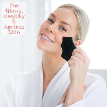 Gua Sha Facial Tool, Unique 7-Edge Guasha Tool For Face – Body Gua Sha Stone, Gua Sha Massage Tool - 3D Gua Sha Facial Tool - Face Stone Gua Sha Tool, Face Sculpting Tool, Bian Stone Gua Sha Comb