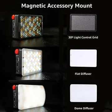 Aputure MC Pro RGBWW LED Light,Mini On Camera Video Lights with TLCI/CRI 96+,2000-10000K Adjustable,45°Beam Angle,15 Lighting Effect Mode,Support Magnetic Attraction