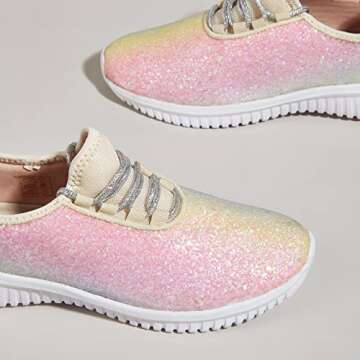 K KIP WOK Fashion Glitter Sneakers for Women Slip-On Running Shoes with Light Weight Design.