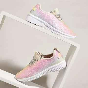 K KIP WOK Women's Glitter Sneakers - Stylish Walking Shoes