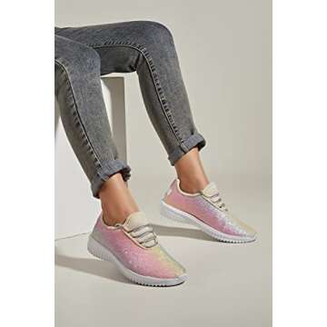 K KIP WOK Women's Glitter Sneakers - Stylish Walking Shoes