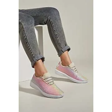 K KIP WOK Women's Glitter Sneakers - Stylish Walking Shoes