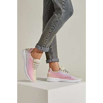 K KIP WOK Women's Glitter Sneakers - Stylish Walking Shoes
