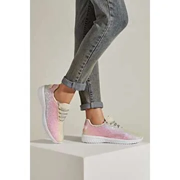 K KIP WOK Women's Glitter Sneakers - Stylish Walking Shoes