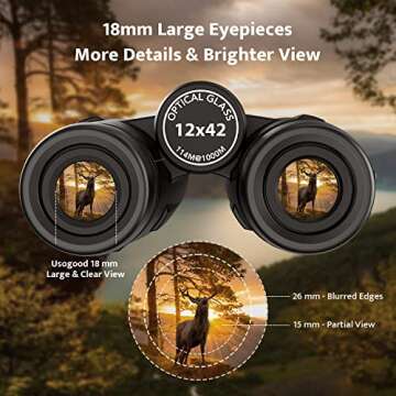 12x42 High Powered Binoculars with Tripod & Phone Adapter - Usogood Premium, Waterproof & Low Light ...