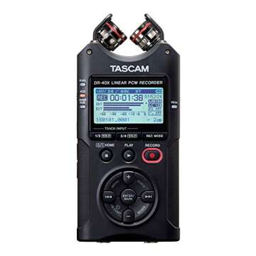 Tascam DR-40X Four-Track USB Audio Interface Bundle with 64GB Memory Card and Recording Accessory (2 Items)