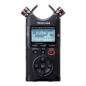 Tascam DR-40X Four-Track USB Audio Interface Bundle with 64GB Memory Card and Recording Accessory (2 Items)