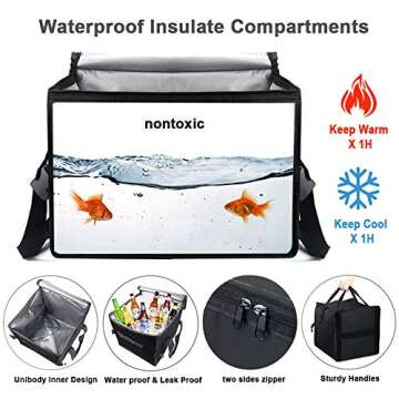 X-cosrack Car Trunk Organizer, Washable Large Capacity with Insulation Cooler Bag, Adjustable Multi Compartments Cargo Storage Organizer,To Suit Any In-vehicle,Collapsible(Black)