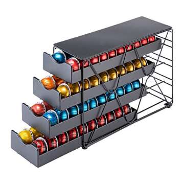 FlagShip for Nespresso Pod Holder Drawer Large Mullti Tier Coffee Pod Holder Vertuo (4 Tier (80Pods Capacity))