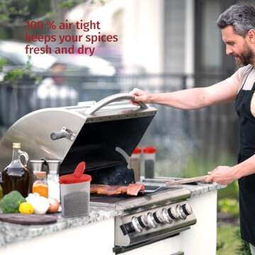 SIGNORA WARE Spice Jars with Lids -8 and 4 oz Refillable Empty Airtight Spice/Seasoning Containers Set -2 in 1 Pour/Sift Shaker Lids Clear Plastic Spice/Seasoning Organizer Kitchen/Travel 8 pk.Red