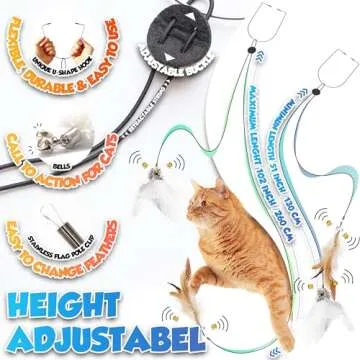 LEKEWPET Retractable Cat Feather Toys 7PCS Refills with Bell, Interactive Doorway Hanging Teaser Toys for Indoor Cats, Kitten Play Exercise Feather Teaser Toys