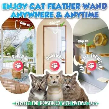 LEKEWPET Retractable Cat Feather Toys 7PCS Refills with Bell, Interactive Doorway Hanging Teaser Toys for Indoor Cats, Kitten Play Exercise Feather Teaser Toys