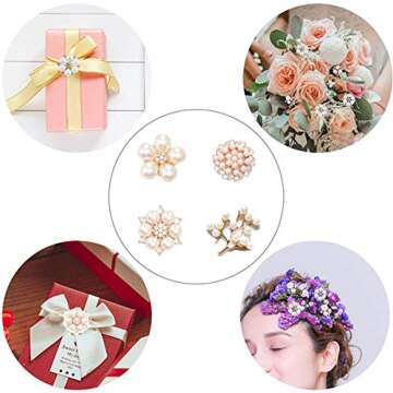 18 Pcs Rhinestone Pearl Embellishments,Rhinestone Flower Embellishments Pearl Brooch Button Flatback Pearl Beads DIY for Jewelry Making,Wedding DIY Supplies,Clothes,Shoes and Sew Craft Project