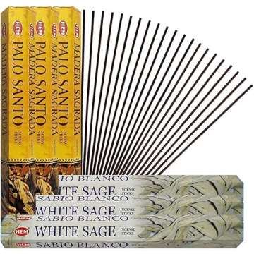 White Sage Incense Sticks and Hem De Palo Santo Incense Sticks with Incense Holder Bundle for Smudgi...