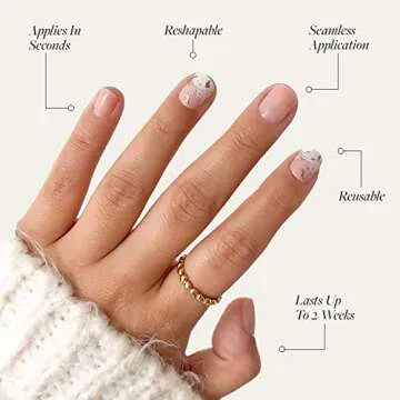 Glamnetic Heaven Sent Press On Nails with Gold Accents