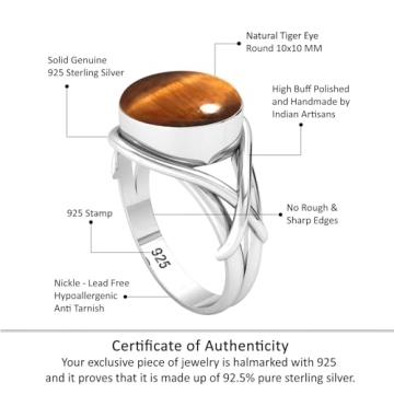 Buy JEWELOPORIUM Brown Tiger Eye Silver Ring for Women