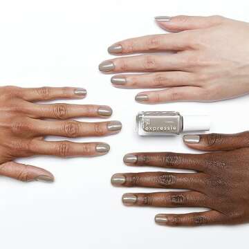 essie Expressie Nail Polish, Quick-Dry Soft Gray Nail Polish, Vegan, Binge-Worthy, 0.33 fl oz