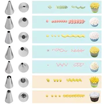 36 Pieces Cake Piping Set with 24 Pastry Tips Piping Nozzles, 6 Standard Couplers, 6 Reusable Silicone Icing Pastry Bags in 3 Size Baking Frosting Tools