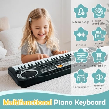 AstraMood 61 Key Piano Keyboard, Electronic Digital Piano for Kids Beginner with Microphone, 16 Tone...