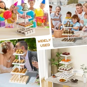 HURZMORO Rustic 4 Tier Cupcake Stand for Events
